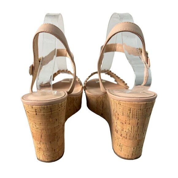 KATE SPADE NY Tomas NEW Leather Platform Wedge Sandal Strappy Nude Womens Sz 10M - Picture 10 of 13